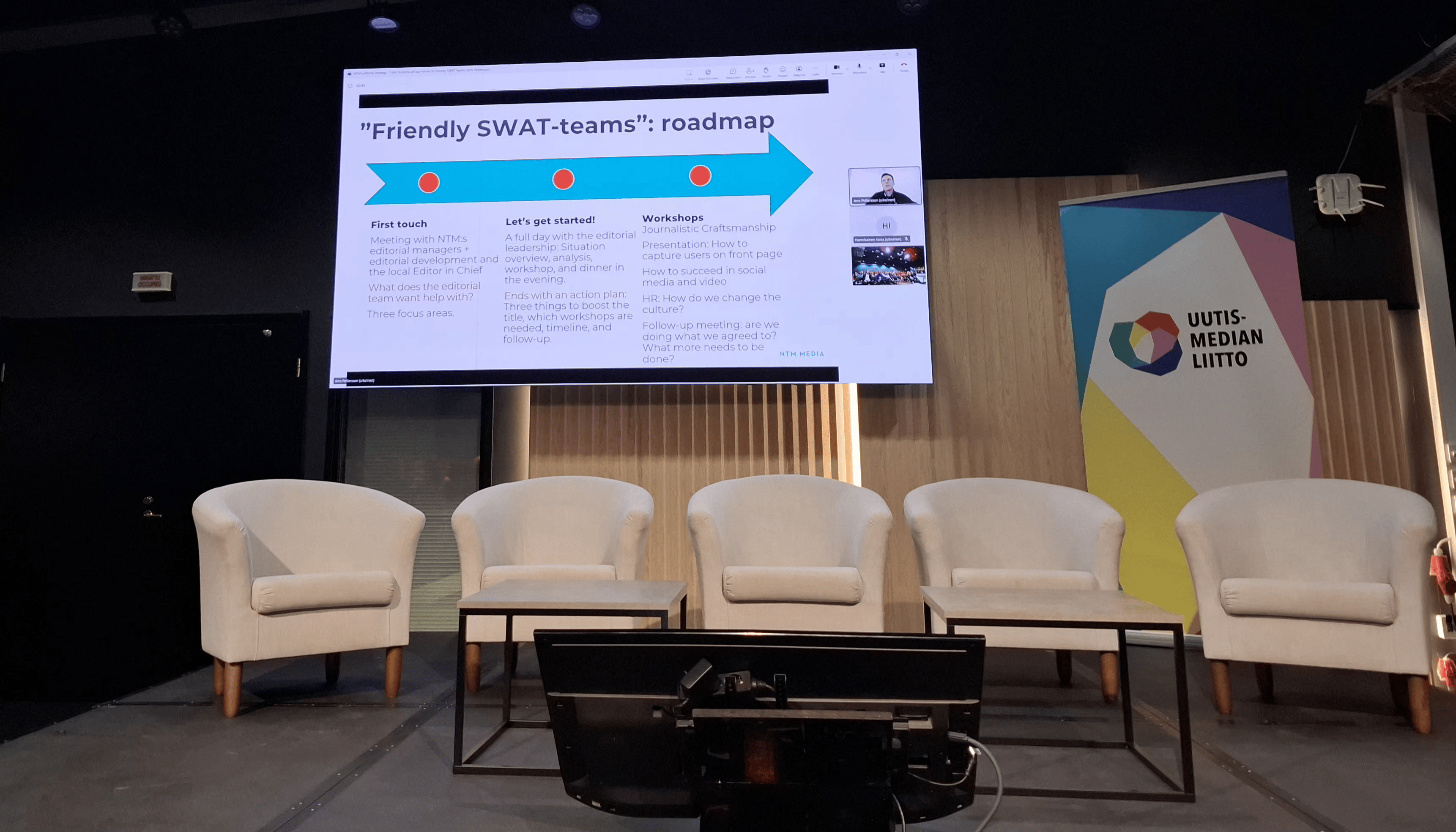 pettersson esittelemässä diaa "friendly swat teams" toiminnasta